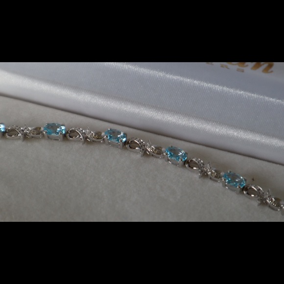 Blue Topaz Diamond Accented Women’s Bracelet - Picture 1 of 4